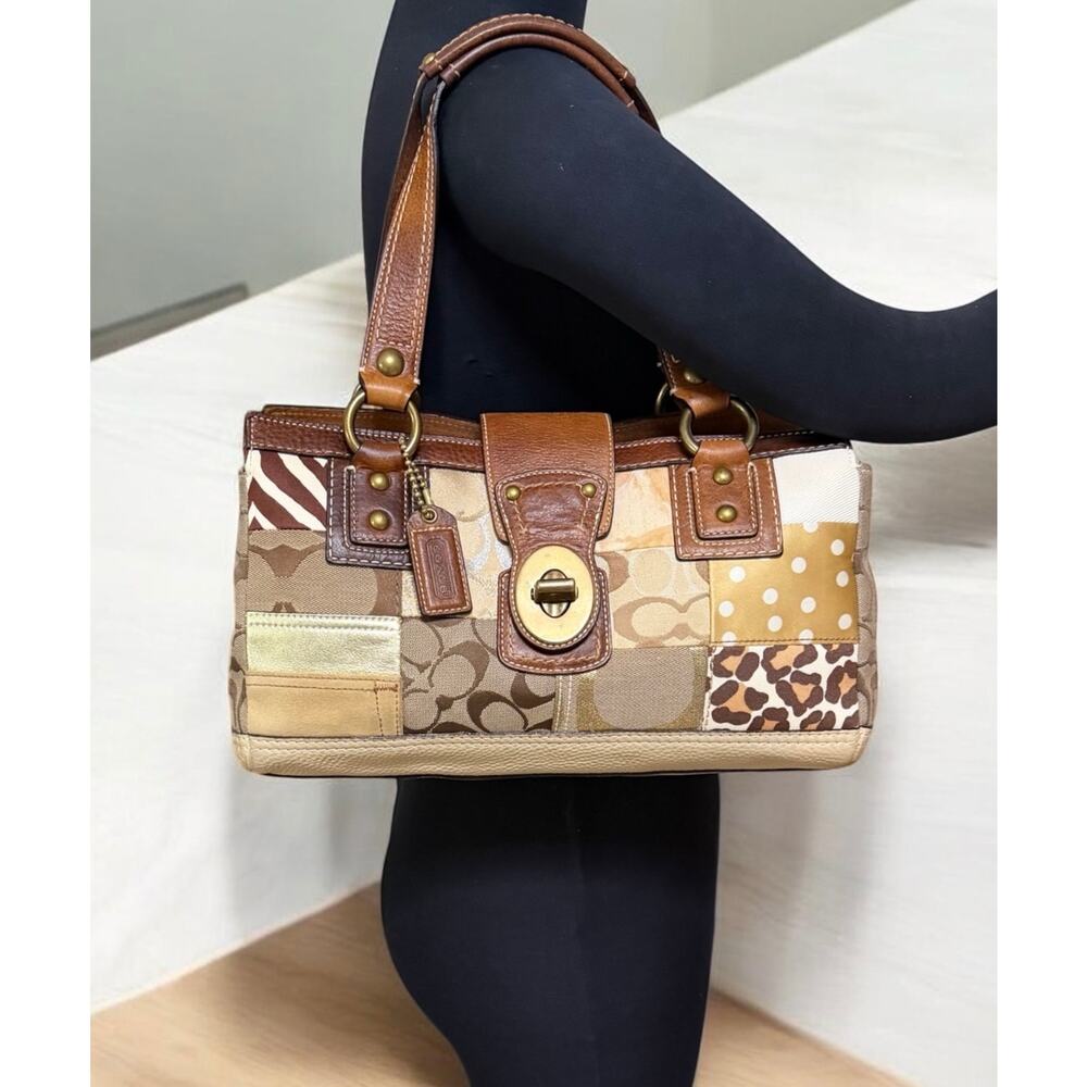 Y2K Coach 10816 Signature Patchwork Satchel & 40527 Zip Around Wallet - Picture 11 of 14